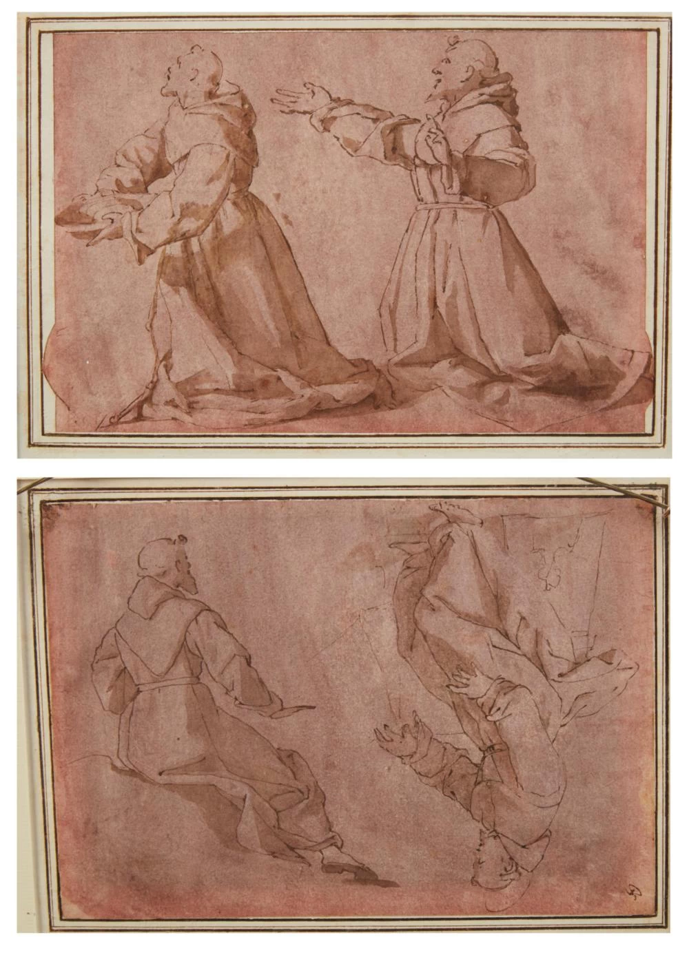 Studi di monaci francescani inginocchiati